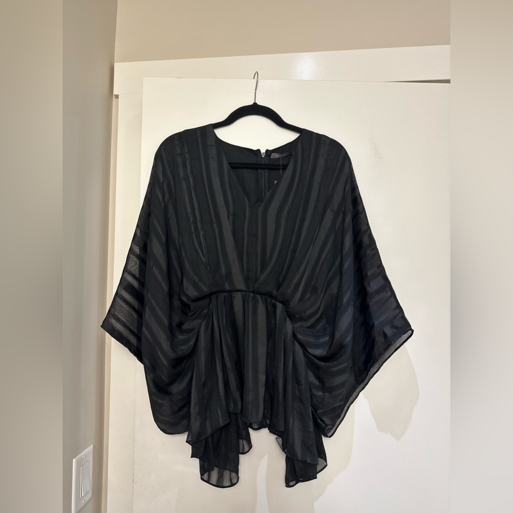 SUZY SHIER | Bnwt Black sheer butterly Top